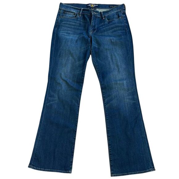 Lucky Brand Dark Wash Flared Sweet Low Rise Jeans Women's 10 Preppy Classic Y2K - Picture 2 of 10
